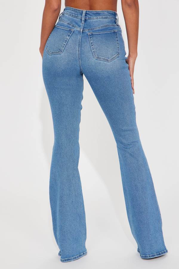 Light Blue Wash Fashion Nova Tall Girl Bye High Rise Flare Women Jeans USA | 264097SAO