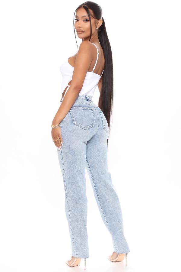 Light Blue Wash Fashion Nova Took Him By Surprise Slim Fit Boyfriend Women Jeans USA | 649805VSR