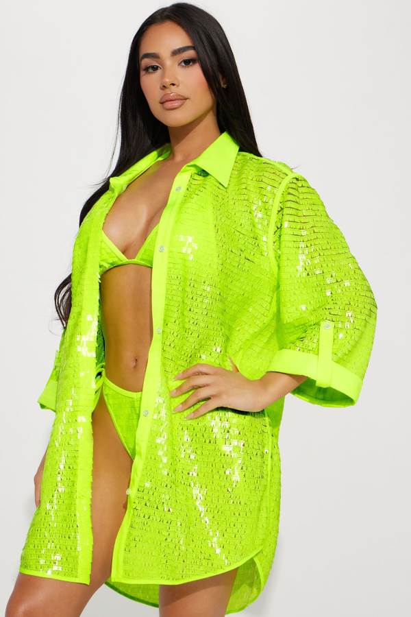 Light Green Fashion Nova Cocktails By The Pool Cover Up Top Women Tops USA | 318592DVB