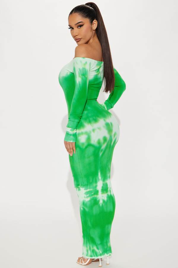 Light Green Fashion Nova Eccentric Bizarre Maxi Women Dress USA | 092485EOI