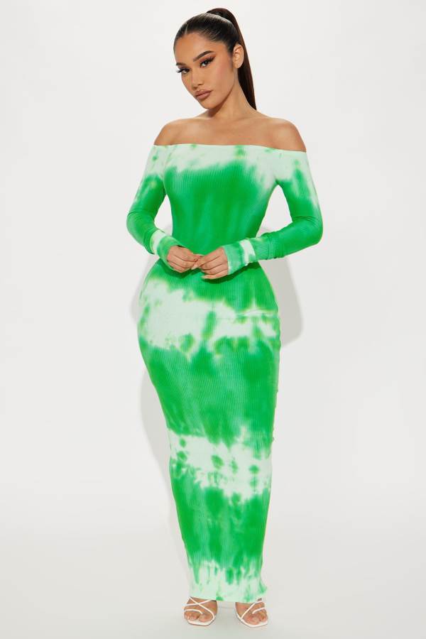 Light Green Fashion Nova Eccentric Bizarre Maxi Women Dress USA | 092485EOI