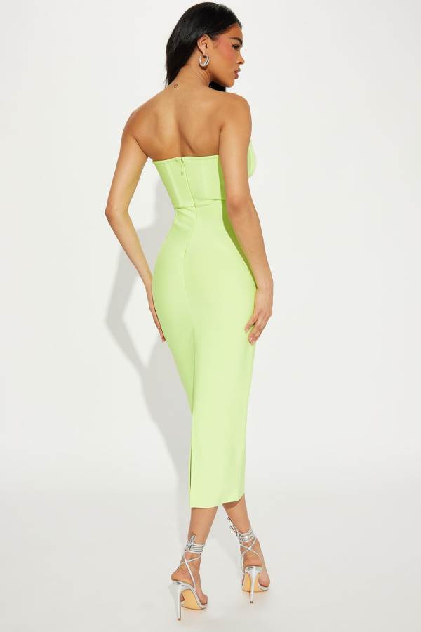 Light Green Fashion Nova Emma Bandage Midi Women Dress USA | 310256PFZ