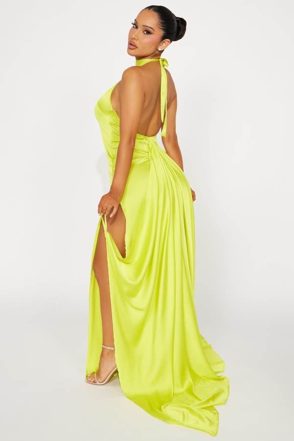 Light Green Fashion Nova Living Lux Satin Maxi Women Dress USA | 126540IPA