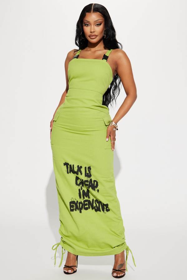 Light Green Fashion Nova Talk Is Cheap Denim Maxi Women Dress USA | 208165FWC