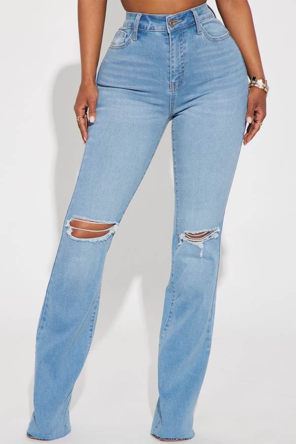 Light Wash Fashion Nova All Yours Curvy Stretch Bootcut Women Jeans USA | 130492MOT