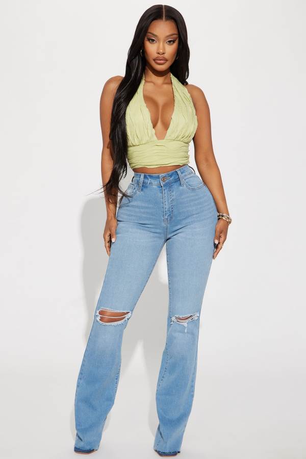 Light Wash Fashion Nova All Yours Curvy Stretch Bootcut Women Jeans USA | 130492MOT