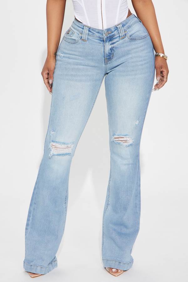 Light Wash Fashion Nova Checking It Out Stretch Flare Women Jeans USA | 894270ONV