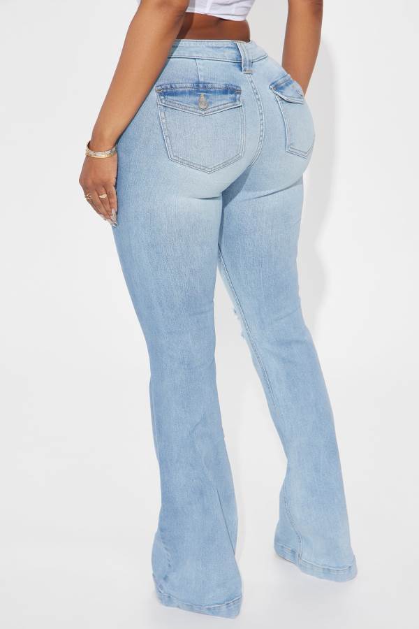 Light Wash Fashion Nova Checking It Out Stretch Flare Women Jeans USA | 894270ONV