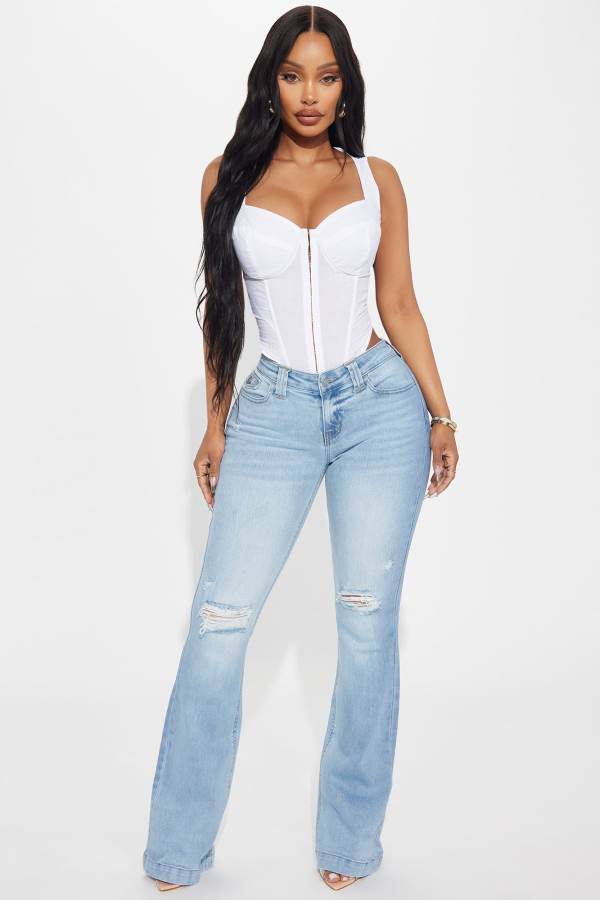 Light Wash Fashion Nova Checking It Out Stretch Flare Women Jeans USA | 894270ONV