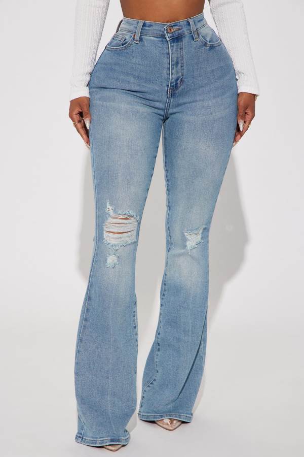 Light Wash Fashion Nova Every Now And Then Stretch Flare Women Jeans USA | 578432AEX