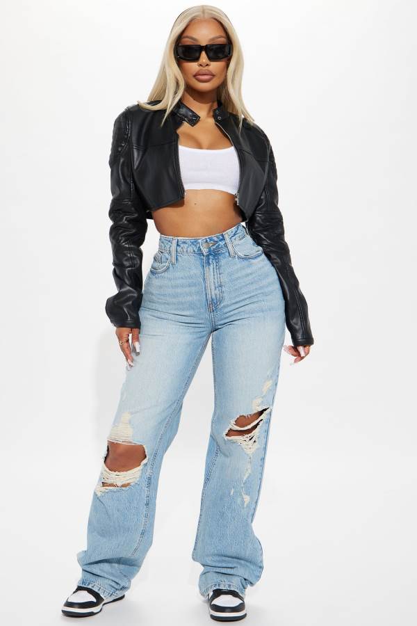 Light Wash Fashion Nova Favorite Forever Ripped Stacked Straight Leg Women Jeans USA | 206814MOT