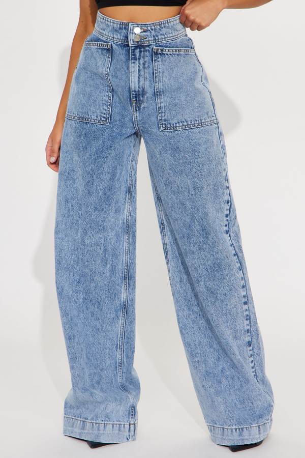 Light Wash Fashion Nova Making A Change Wide Leg Women Jeans USA | 354892ZYN