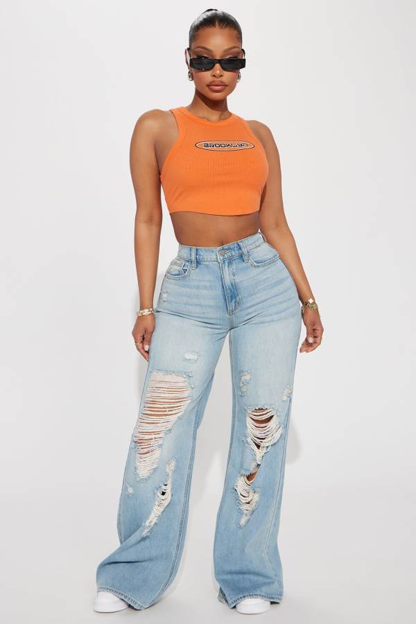 Light Wash Fashion Nova Reconnecting Ripped Baggy Women Jeans USA | 426750BOK