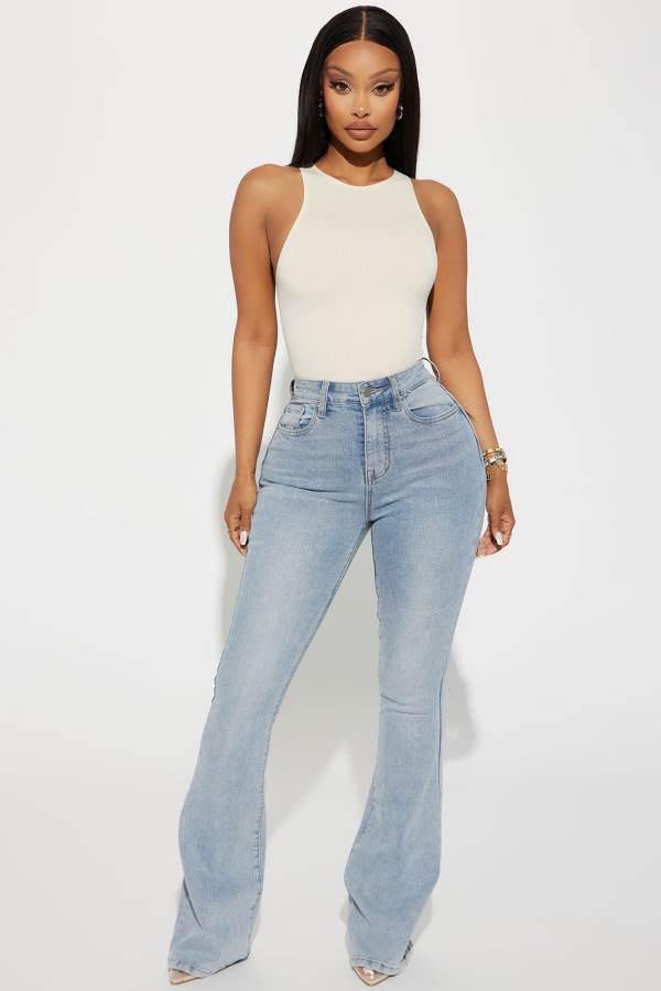 Light Wash Fashion Nova San Diego Sculpting Stretch Flare Women Jeans USA | 280359QTR