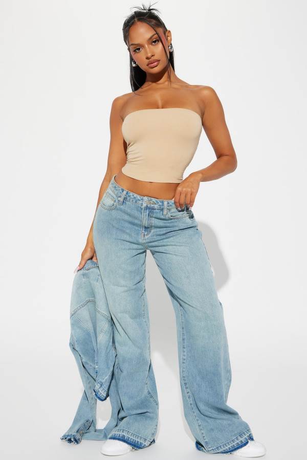 Light Wash Fashion Nova Sweet Release Tinted Baggy Women Jeans USA | 564793KGE