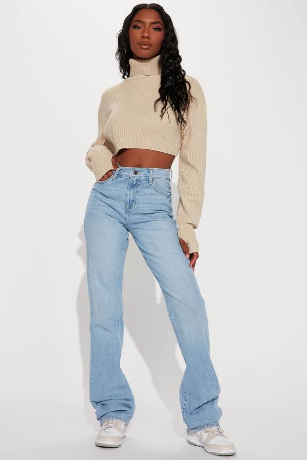 Light Wash Fashion Nova Tall Can't You Relax Straight Leg Women Jeans USA | 583401UIZ