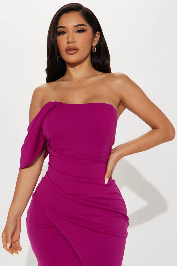 Magenta Fashion Nova Camilla Midi Women Dress USA | 750381KPO