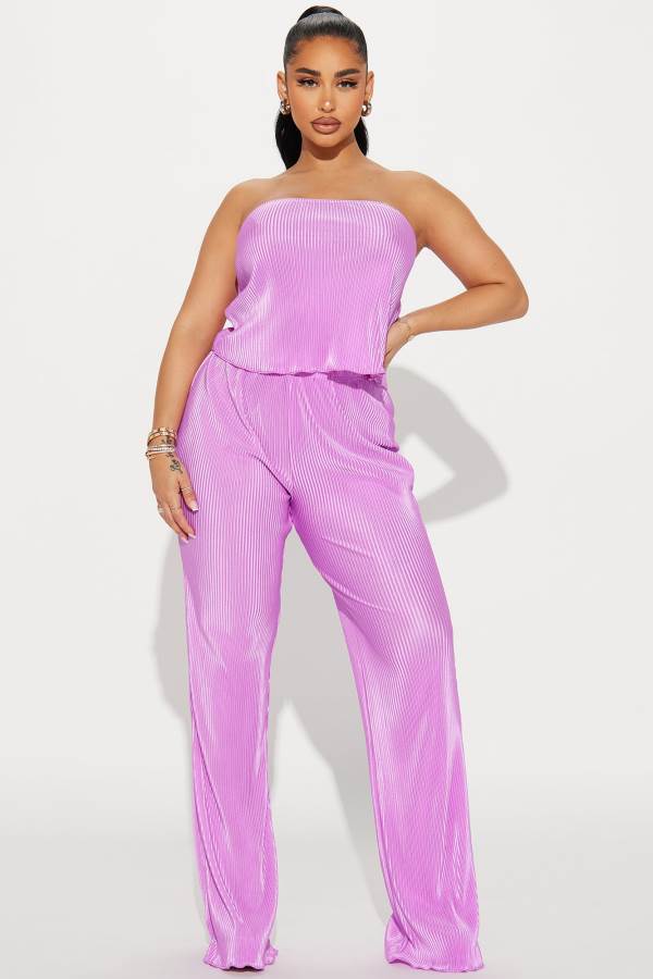 Magenta Fashion Nova Madelynn Plisse Pant Set Women Pants USA | 475302TGF