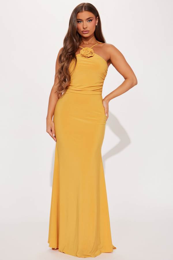 Mustard Fashion Nova Come To Me Maxi Women Dress USA | 582637ANL