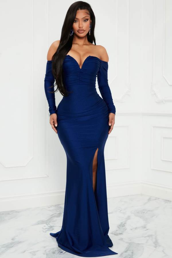 Navy Fashion Nova Need To Know Maxi Women Dress USA | 874019PFO