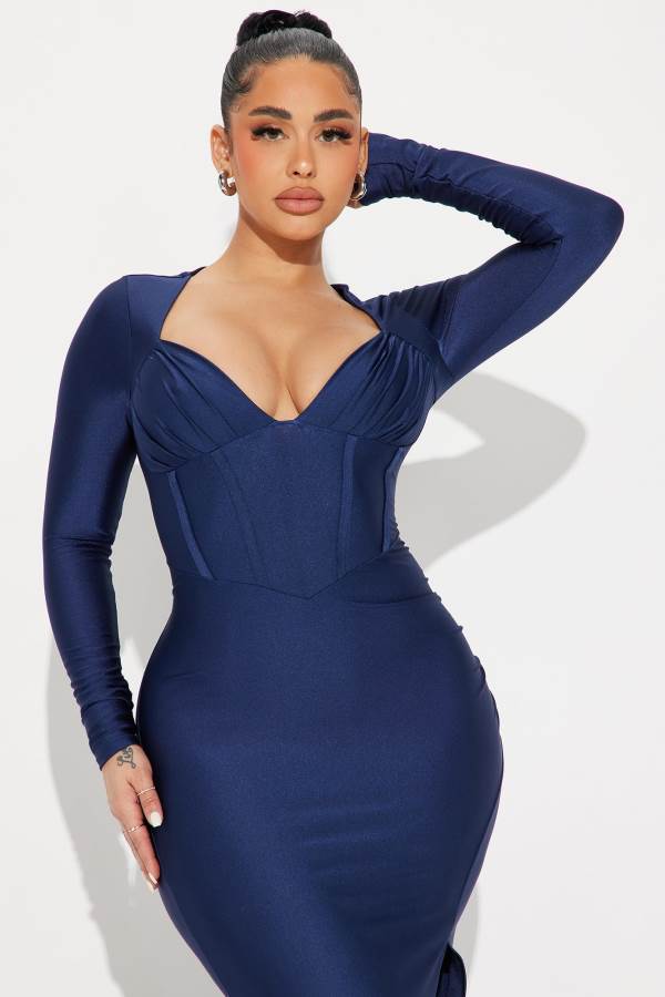 Navy Fashion Nova Royalty Maxi Women Dress USA | 302758OKQ