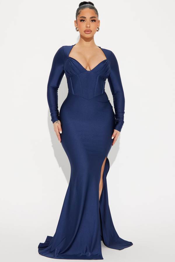 Navy Fashion Nova Royalty Maxi Women Dress USA | 302758OKQ