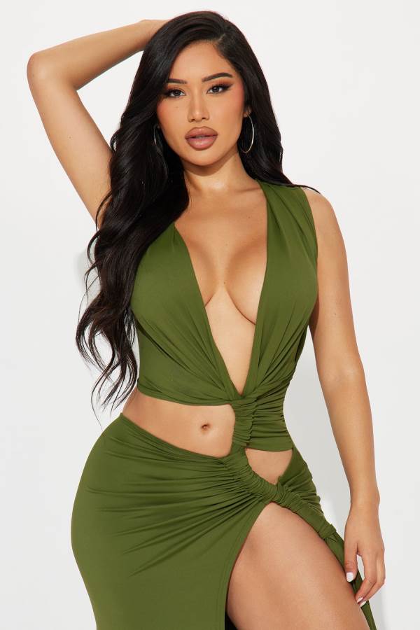 Olive Fashion Nova Bahama Beach Maxi Women Dress USA | 038567KRO