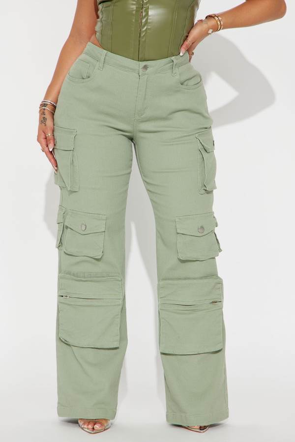 Olive Fashion Nova Elliana Cargo Women Pants USA | 748519HOW