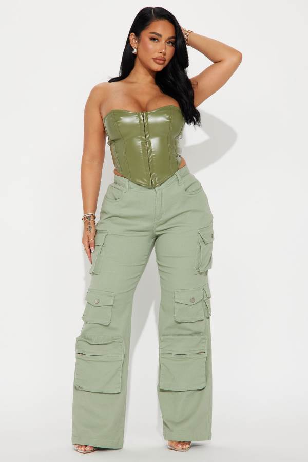 Olive Fashion Nova Elliana Cargo Women Pants USA | 748519HOW