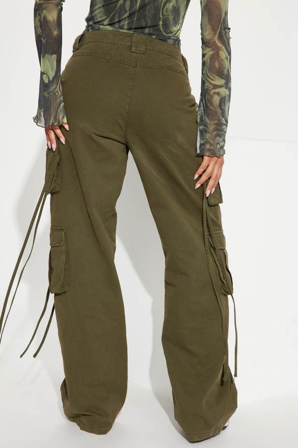 Olive Fashion Nova Golden Hour Wide Leg Cargo Women Pants USA | 819457VLQ