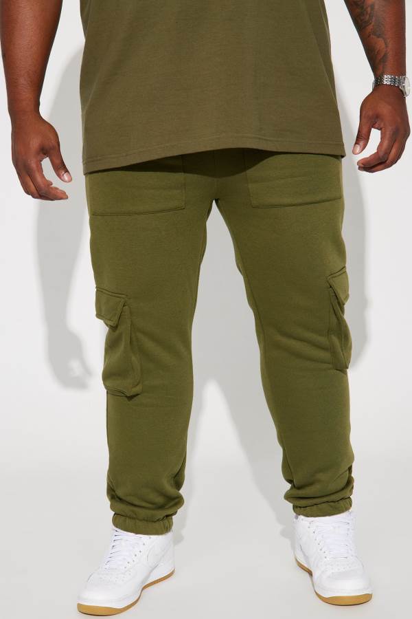 Olive Fashion Nova Link Up Cargo Men Sweatpants USA | 530729DMF