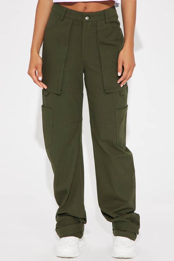 Olive Fashion Nova Melanie Straight Leg Cargo Women Pants USA | 069473DNF