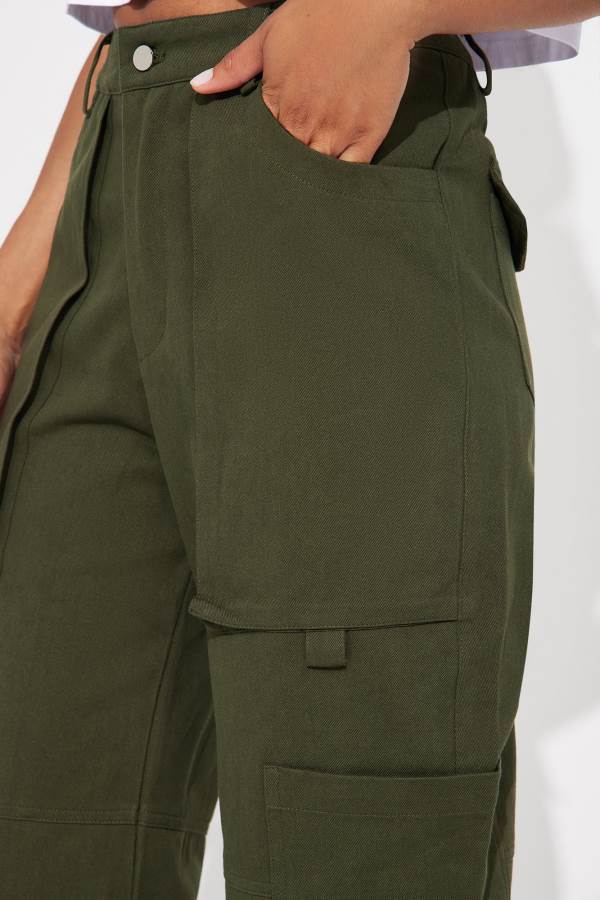 Olive Fashion Nova Melanie Straight Leg Cargo Women Pants USA | 069473DNF