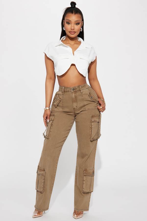 Olive Fashion Nova Nothing Left To Say Cargo Women Jeans USA | 674985BCV