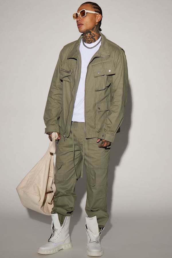 Olive Fashion Nova Perfection Is Perfected Utility Straight Cargo Men Pants USA | 285731LQW