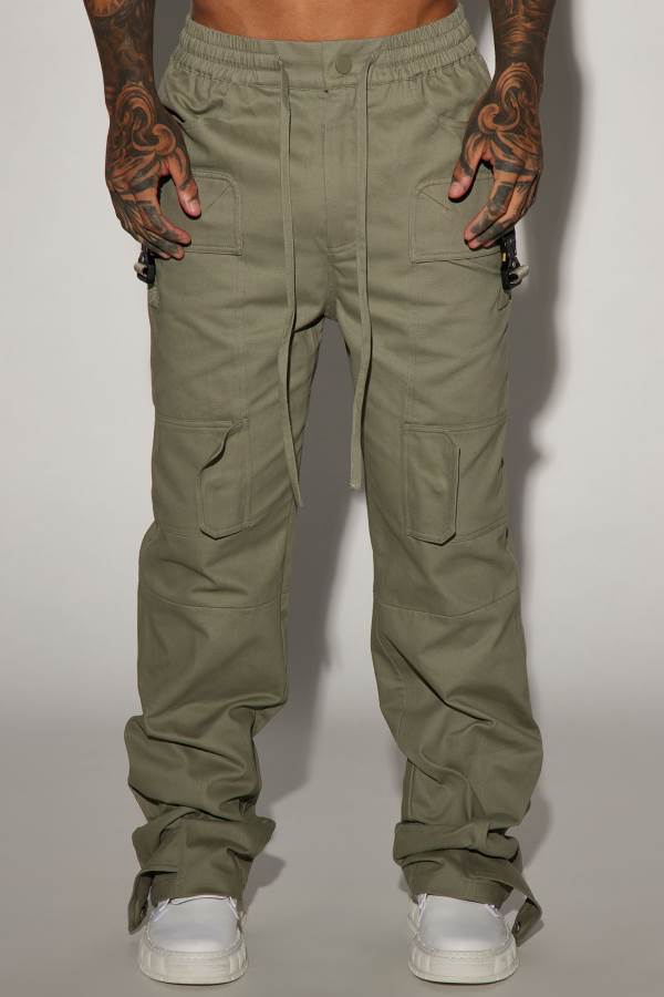 Olive Fashion Nova Perfection Is Perfected Utility Straight Cargo Men Pants USA | 285731LQW