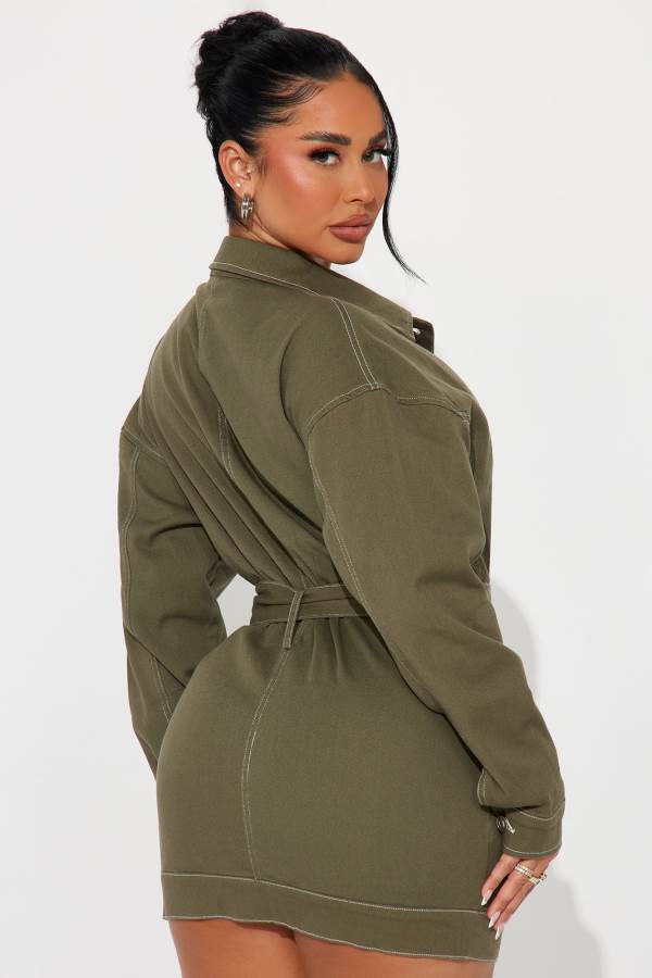 Olive Fashion Nova Stephanie Denim Mini Women Dress USA | 304518FJP