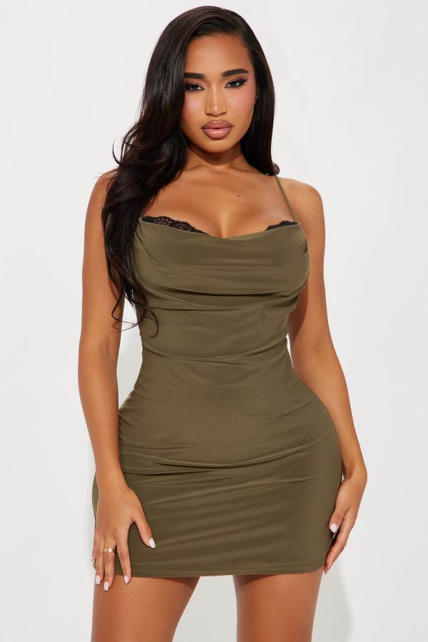 Olive Fashion Nova Sweet Side Mini Women Dress USA | 314928DBA