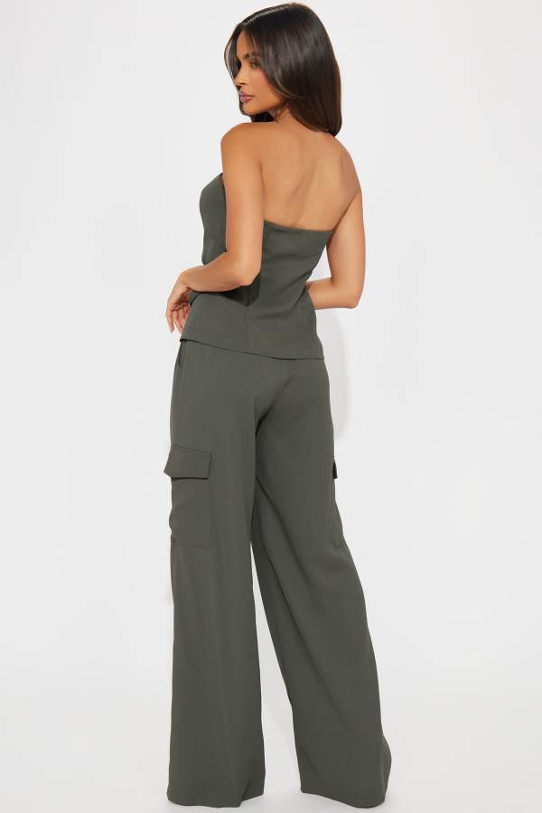 Olive Fashion Nova Talking Business Pant Set Women Pants USA | 451798WFU