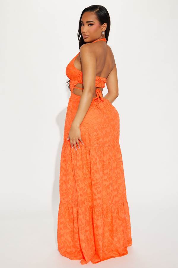 Orange Fashion Nova Come With Me Chiffon Maxi Women Dress USA | 946710CWX