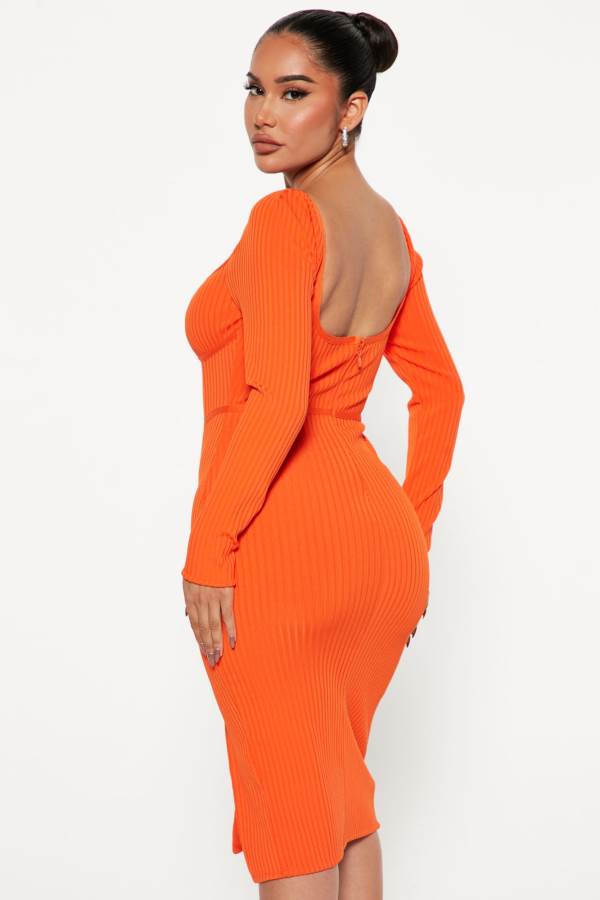 Orange Fashion Nova Got It Like that Bandage Midi Women Dress USA | 291403YQD