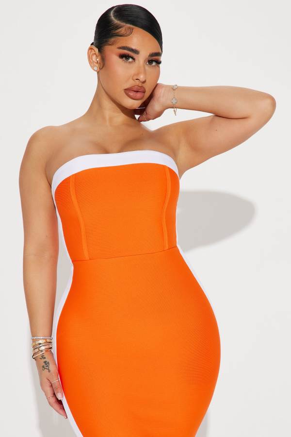 Orange Fashion Nova Jenna Bandage Maxi Women Dress USA | 187563XQR