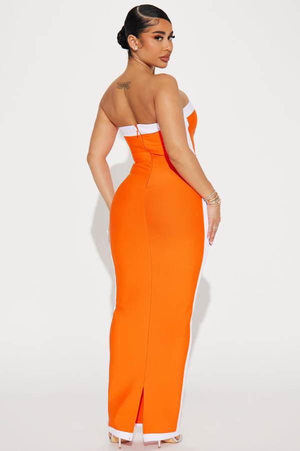 Orange Fashion Nova Jenna Bandage Maxi Women Dress USA | 187563XQR