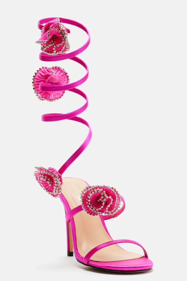 Pink Fashion Nova After Midnight Wrap Up Heeled Women Sandals USA | 824073GNT