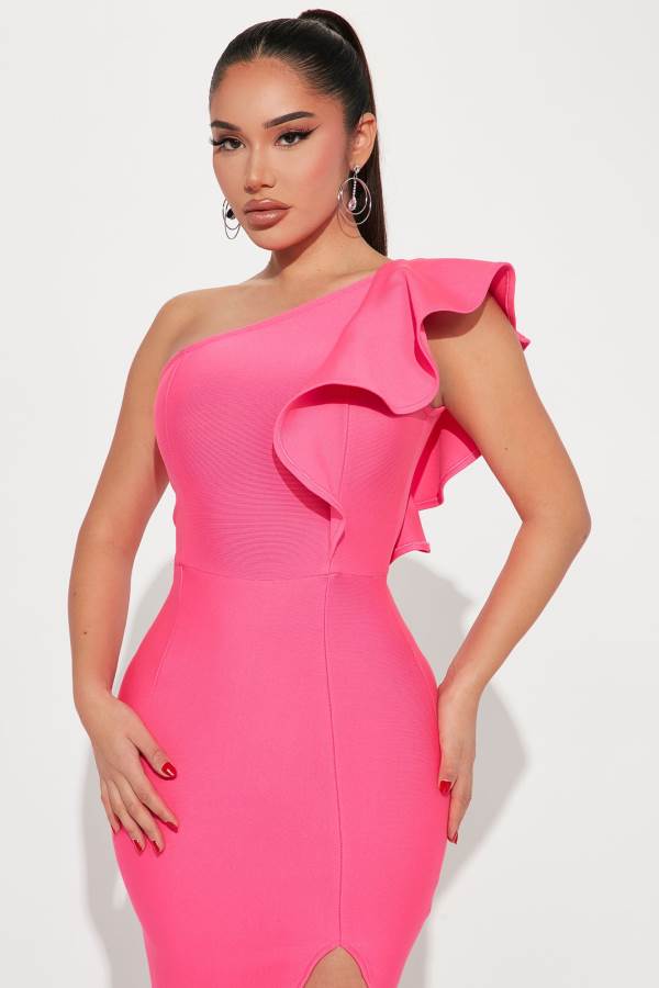 Pink Fashion Nova Alaia Bandage Midi Women Dress USA | 295143NGB