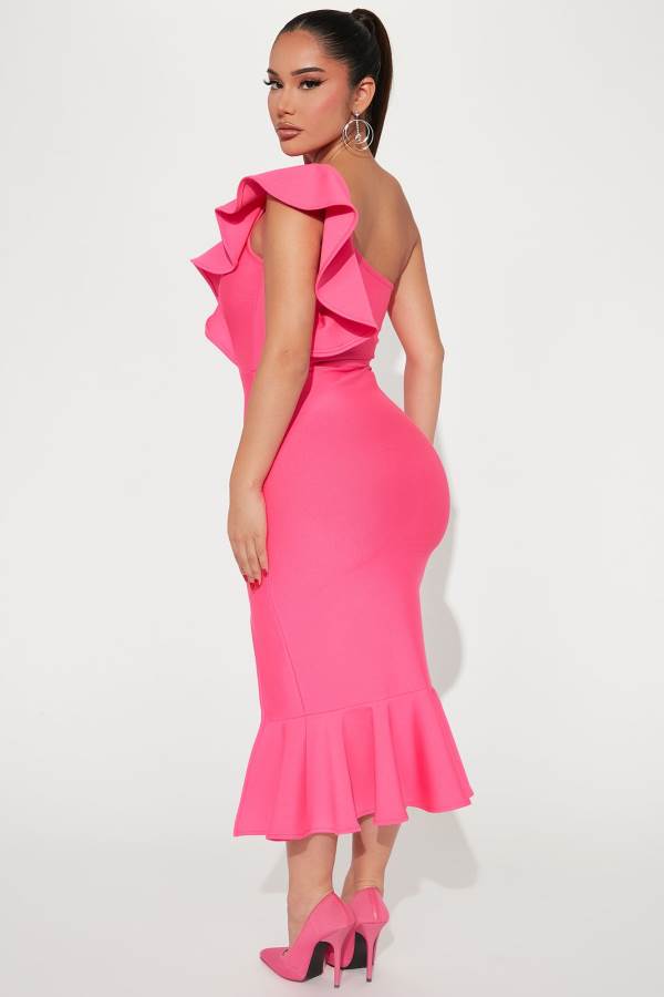 Pink Fashion Nova Alaia Bandage Midi Women Dress USA | 295143NGB