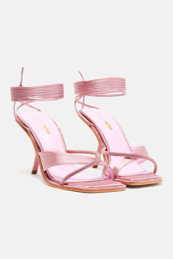 Pink Fashion Nova Aligned With You Heeled Women Sandals USA | 635840OST