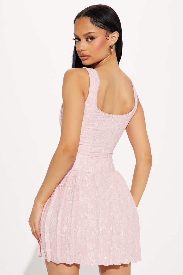 Pink Fashion Nova Amelia Jacquard Mini Women Dress USA | 251496BOU