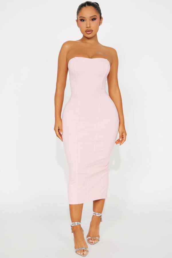 Pink Fashion Nova Back to Love Midi Women Dress USA | 940276FJG