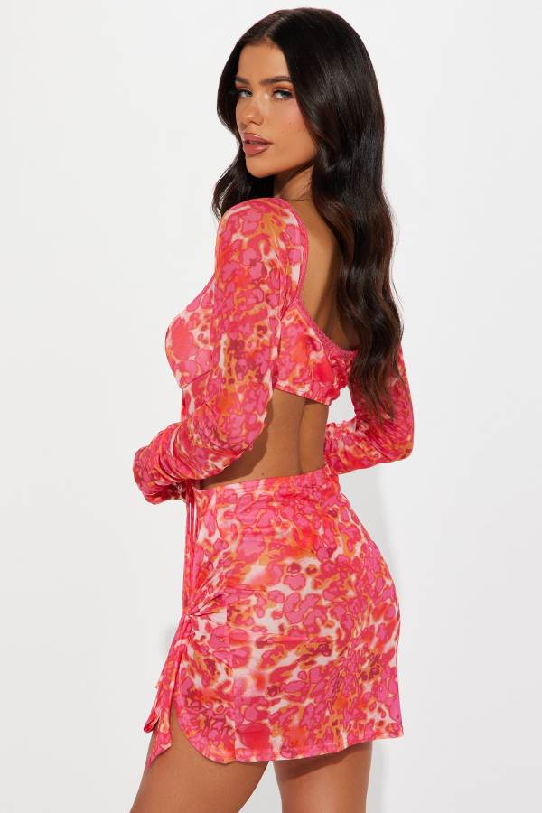 Pink Fashion Nova Carmen Mesh Mini Women Dress USA | 830974LNH